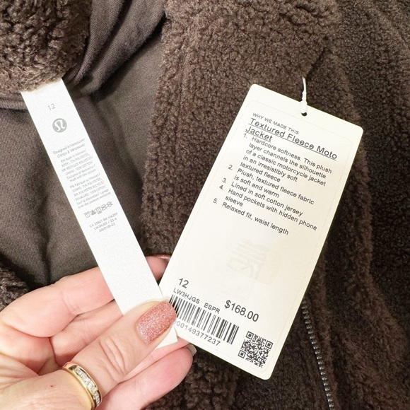 Lululemon Textured Fleece Collared Jacket Winter Teddy Coat Espresso Brown NWT - Picture 12 of 12